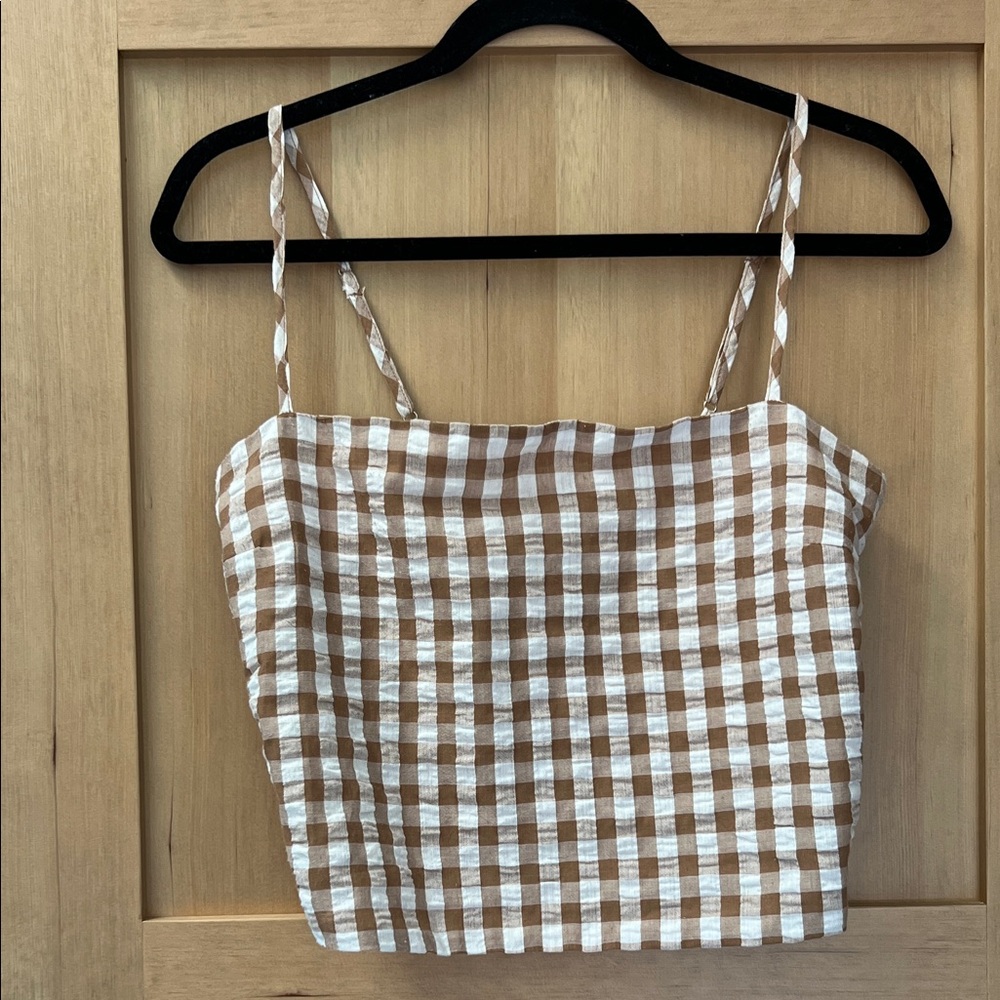 Chic Brown and White Checkered Women's Jumpsuit